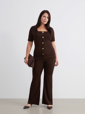 Lc Waikiki Yeni Sezon Büyük Beden Dar Fit Ispanyol Paça Kadın Pantolon