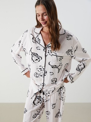 Lc Waikiki Yeni Sezon Gömlek Yaka Baskılı Kadın Pijama Takımı