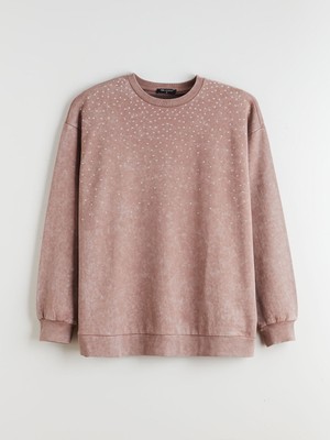 Lc Waikiki Yeni Sezon Bisiklet Yaka Taşlı Kadın Sweatshirt