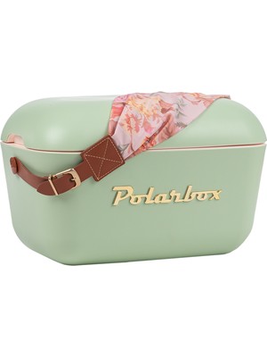 Prinkstyle Flower Classic Deri Kayışlı Olive Green Gold Edition Soğuk ve Sıcak Tutucu Thermo Çanta 12 Lt