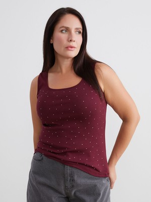 Lc Waikiki Yeni Sezon Büyük Beden U Yaka Taşlı Kadın Atlet