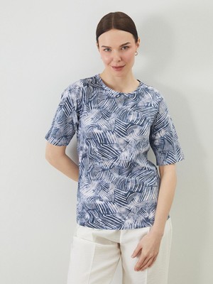 Lc Waikiki Yeni Sezon Bisiklet Yaka Desenli Kadın Tişört