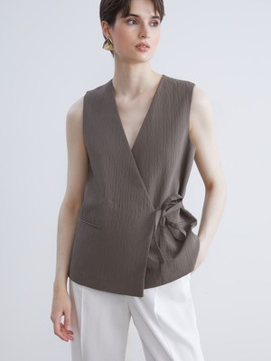 Lc Waikiki Yeni Sezon Kruvaze Yaka Dokulu Kadın Klasik Yelek