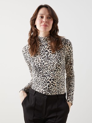 Lc Waikiki Yeni Sezon Dik Yaka Leopar Desenli Kadın Body