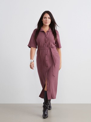 Lc Waikiki Yeni Sezon Büyük Beden Modal Karışımlı Gömlek Elbise