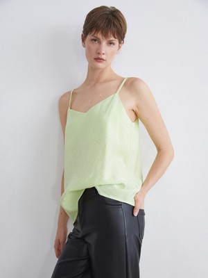 Lc Waikiki Yeni Sezon V Yaka Modal Karışımlı Askılı Bluz