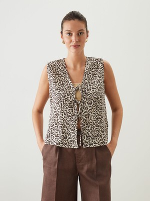 Lc Waikiki Yeni Sezon V Yaka Leopar Desenli Bluz