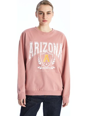 Lc Waikiki Yeni Sezon Bisiklet Yaka Baskılı Kadın Sweatshirt