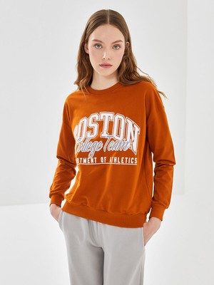 Lc Waikiki Yeni Sezon Bisiklet Yaka Baskılı Kadın Sweatshirt