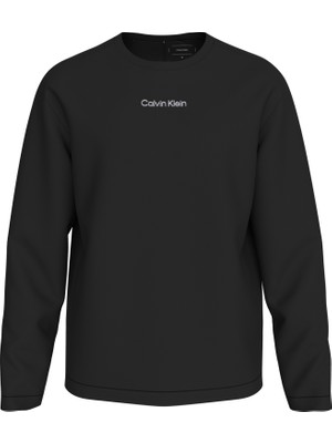 Calvın Kleın Erkek Marka Logo Baskılı Bisiklet Yaka Günlük Kullanıma Uygun Uzun Kollu Şık Görünüşlü Siyah Sweatshirt LVGMF5K200 Ub1