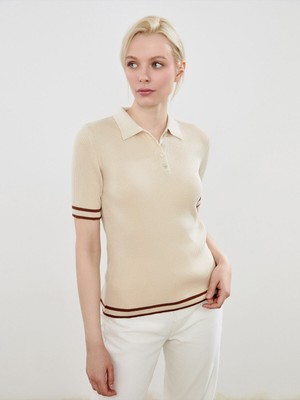 Lc Waikiki Yeni Sezon Polo Yaka Dokulu Kadın Tişört