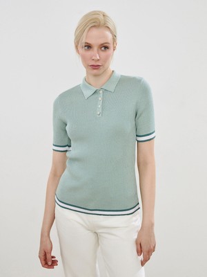 Lc Waikiki Yeni Sezon Polo Yaka Dokulu Kadın Tişört