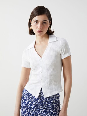 Lc Waikiki Yeni Sezon Polo Yaka Dokulu Kadın Bluz