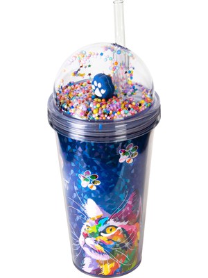 Emofom Lively 600 ml Pipetli ve Çift Katmanlı Çocuk Bardağı