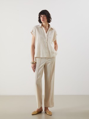 Lc Waikiki Yeni Sezon Keten Karışımlı Kadın Pileli Pantolon