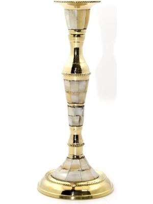 Tekli Pirinç Sedefli Şamdan Model 1