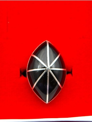 925 Ayar Kadın Gümüş Oltu Taşı Yüzük SY00052