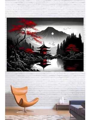 Japon Bahçesi Manzarası Duvar Örtüsü Duvar Halısı Wall Tapestry