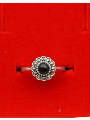 925 Ayar Kadın Gümüş Oltu Taşı Yüzük SY00041