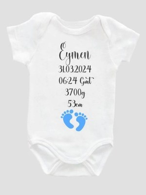 Kişiye Özel Bebek Zıbın - Kısa Kol Beyaz Bebek Zıbın - Isimli Zıbın