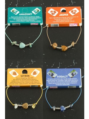 Ds-Derin Kalp Karışık Doğaltaş Bileklik-Renkli