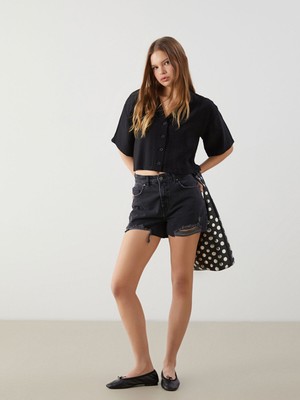 Lc Waikiki Yeni Sezon Yüksek Bel Dar Fit Kadın Jean Şort