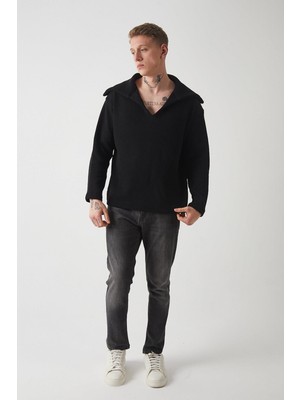 R-5850 Yaka Detaylı Örme Sweat