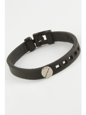 Ds-Derin Vida Kaliteli Suni Deri Bileklik-Siyah