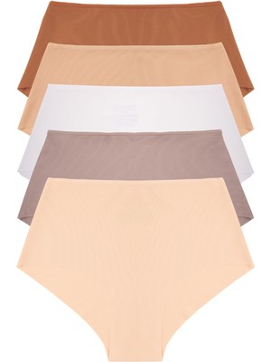 Kadın Külot Yüksek Bel Lazer Kesim Esnek Iz Yapmayan 5 Li Paket Polyester Tarçın