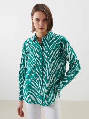 Lc Waikiki Yeni Sezon Oversize Desenli Kadın Gömlek