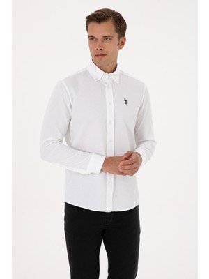 U.s. Polo Assn. Erkek Beyaz Gömlek Desenli 50308611-VR013