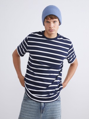 Lc Waikiki Yeni Sezon Bisiklet Yaka Çizgili Penye Erkek Tişört