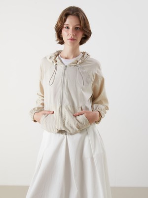 Lc Waikiki Yeni Sezon Kapüşonlu Oversize Keten Karışımlı Kadın Ceket