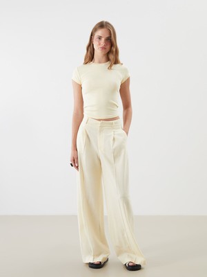 Lc Waikiki Yeni Sezon Keten Karışımlı Kadın Pileli Pantolon