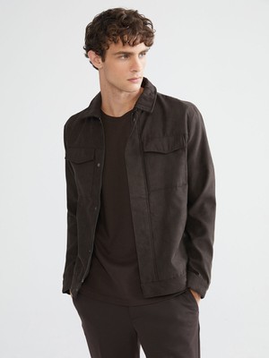 Lc Waikiki Yeni Sezon Standart Kalıp Gömlek Yaka Süet Erkek Mont