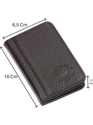 Westpolo Hakiki Deri Bol Kart Bölmeli Unisex Kartlık - Kahverengi