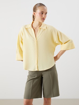 Lc Waikiki Yeni Sezon Oversize Keten Karışımlı Kadın Gömlek