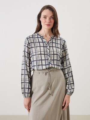 Lc Waikiki Yeni Sezon Fırfırlı Kaçık Yaka Ekose Kadın Gömlek