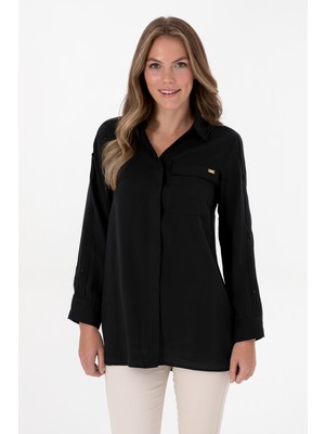 U.s. Polo Assn. Kadın Siyah Gömlek Desenli 50309037-VR046