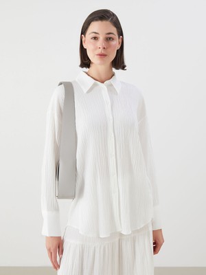 Lc Waikiki Yeni Sezon Dokulu Oversize Kadın Gömlek