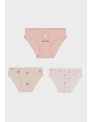 Kız Çocuk Pamuklu Renkli Baskılı Bikini Külot 3'lü Paket 5834 Renkli