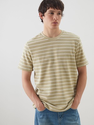 Lc Waikiki Yeni Sezon Bisiklet Yaka Çizgili Erkek Tişört