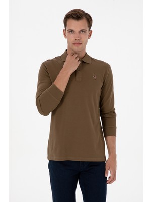 U.S. Polo Assn. Erkek Regular Fit Polo Yaka Haki Basic Sweatshirt 50313772-VR027