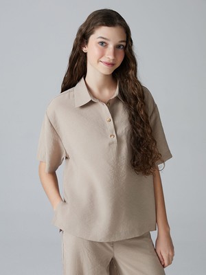 Lc Waikiki Yeni Sezon Gömlek Yaka Genç Kız Bluz