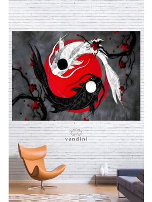 Vendini Ying Yang Felsefesi Duvar Örtüsü Pamuklu Duvar Halısı Modern Tasarım 140 x 100 cm