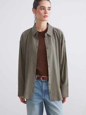 Lc Waikiki Yeni Sezon Dokulu Oversize Kadın Gömlek