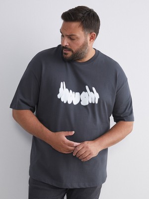 Lc Waikiki Yeni Sezon Büyük Beden Baskılı Penye Erkek Tişört