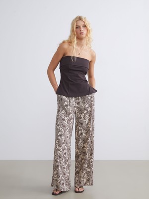 Lc Waikiki Yeni Sezon Beli Lastikli Desenli Kadın Pileli Pantolon