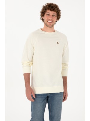 U.S. Polo Assn. Erkek Regular Fit Bisiklet Yaka Krem İnce Basic Sweatshirt 50313752-VR256