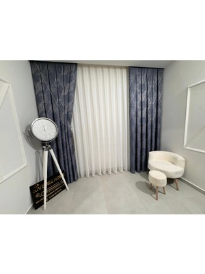 Nivemes Home Keten Tül Sezer Çöl Tasarım 1/2,5 Pileli Tül Perde 250 cm Genişlikte Zarif Düz Kumaş